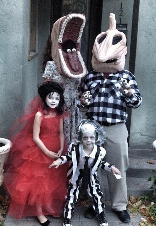 Family Dressed as Beetlejuice Characters for Halloween
