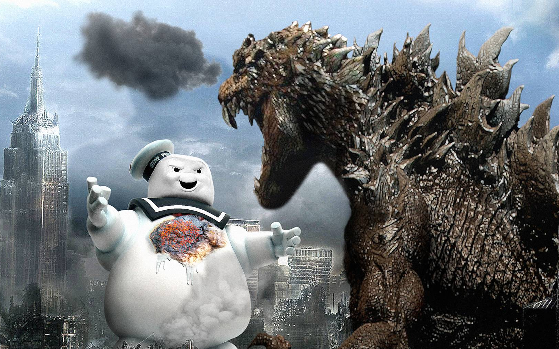Godzilla Vs The Stay Puft Marshmallow Man From Ghostbusters